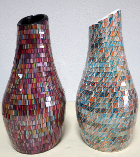 Váza GLANZ ružová, modrá, 47 cm