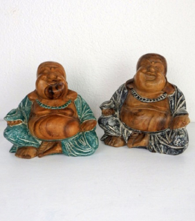Soška Happy Budha, drěvo, ruční práce  20 cm