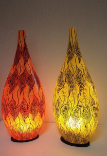 Lampa stolní žlutá, oranžová  SITA, ručne malována, 80 cm