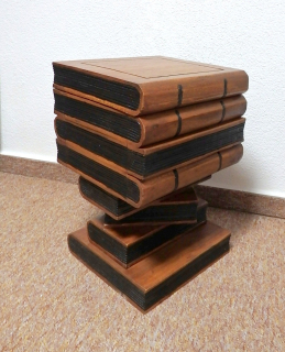Odkladací stolek dřevo "KNIHY"  s tajným úložným prostorem, Thajsko