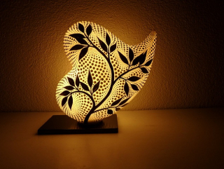 Noční lampa SRDCE, bílá, 30 cm, oboustranně ručně malovaná