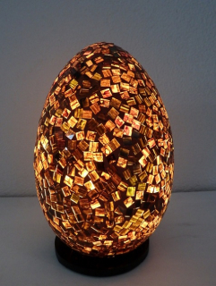 Stolní lampa EGG hnědá, ruční práce