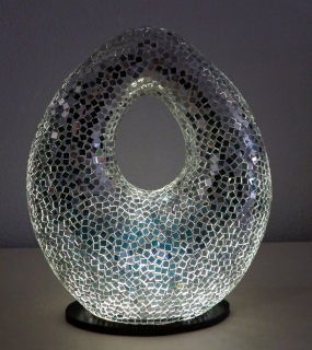 Stolní lampa ART OVAL, zrcadlová, ruční práce, 50 cm