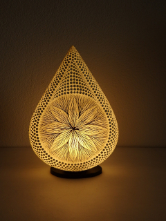 Stolní lampa MANDALA bílá, ručně obojstranne malována, 38 cm