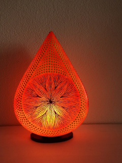Stolní lampa MANDALA oranžová, ručně oboustranne malována, 38 cm