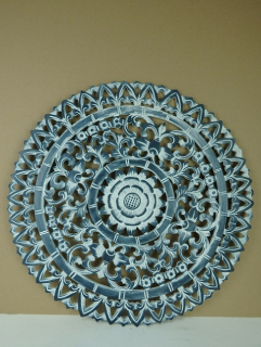 Nástěnná dekorace Mandala modro / bílá, 60 cm, Indonésie