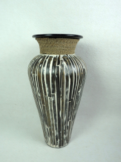 Váza BAMBOO I, 60 cm, tmavá hnědá, keramika, ruční práce,