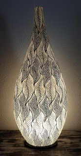 Stolná lampa SITA, černo-bílá,80 cm, ručně malovaná, Indonésie