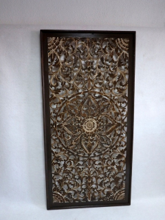 Závěsná dekorace PANEL FLOWER - Mandala hnědá, 160x80 cm, ruční práce