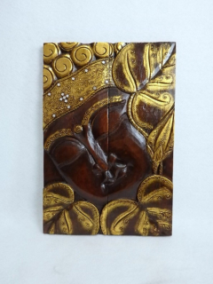 Závěsná dekorace BUDHA, 60 x 40 cm, ruční práce, exotické dřevo