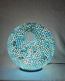 Stolní lampa modrá DONUT, 35 cm, ruční práce, Indonésie