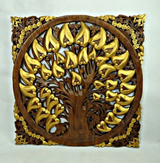 Závěsná dekorace Mandala - Strom života,  90x90 cm, teakové dřevo