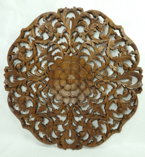 Závěsná dekorace Mandala kulatá ISABELL, 90 cm, teakové dřevo