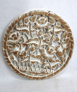 Závěsná dekorace, teakové dřevo, ruční práce, 60 cm