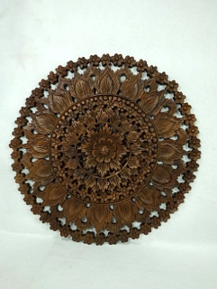 Závěsná dekorace MANDALA 3D, teakové dřevo, 90 cm