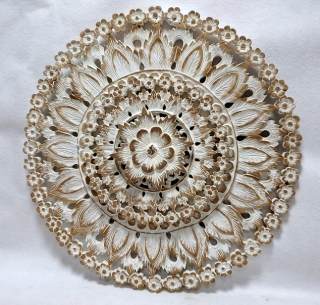 Závěsná dekorace MANDALA 3D, béžová, 90 cm, teakové dřevo