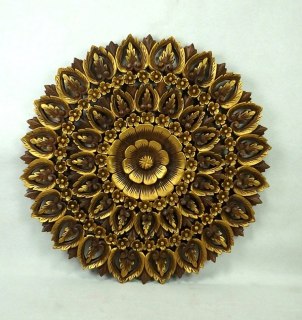 Závěsná dekorace Mandala ELANOR zlatá, teakové dřevo, 90 cm