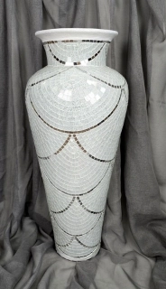 Váza bílá,80 cm, keramika/mozaika, ruční práce