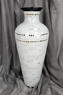 Váza bílá, 80 cm, keramika, ruční práce, Indonésie