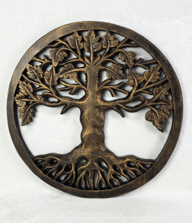 Mandala na zeď STROM ŽIVOTA, zlatá tmavá, 40cm, ruční práce