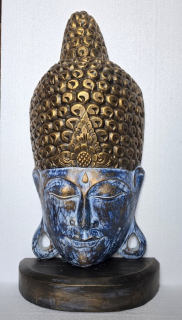 Soška BUDHA modrý, 72 cm, ruční práce, dřevo
