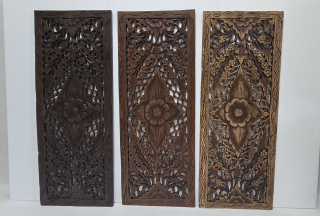teakova dekorace na zeď ELANOR, 35x90 cm, ruční práce